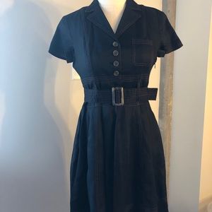 Belted, side zipper day dress